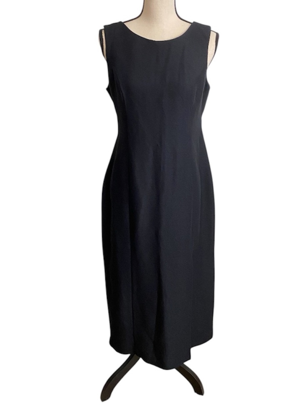 Vintage 90s DJI Dress Midi Black Open Back Bow Clubwear Cocktail Minimalist